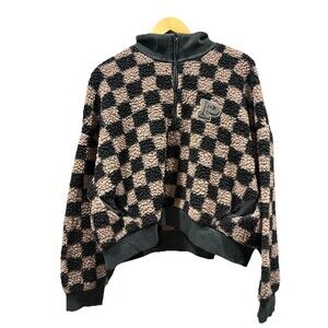 PINK Victoria’s Secret Sherpa Quarter Zip Pullover Buffalo Plaid XL